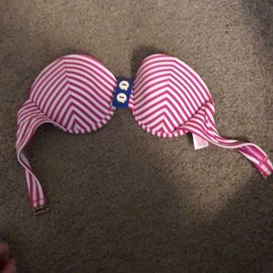 Striped strapless bikini top